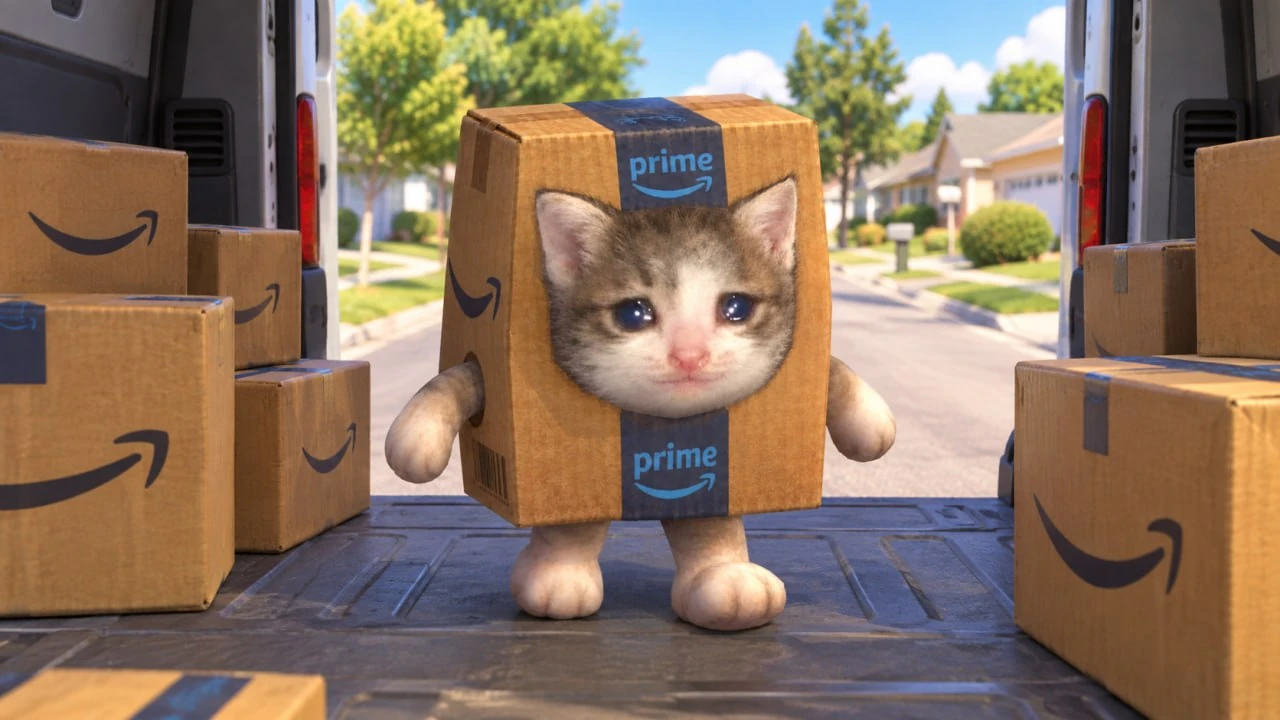 The cat standing in an open delivery van